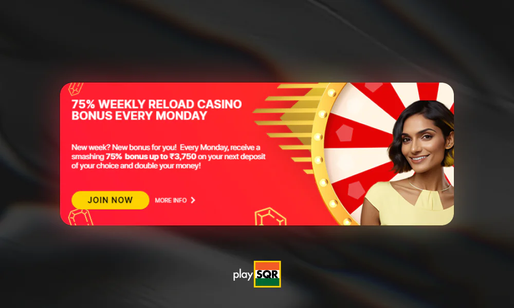 PlaySQR Weekly Reload Casino Bonus